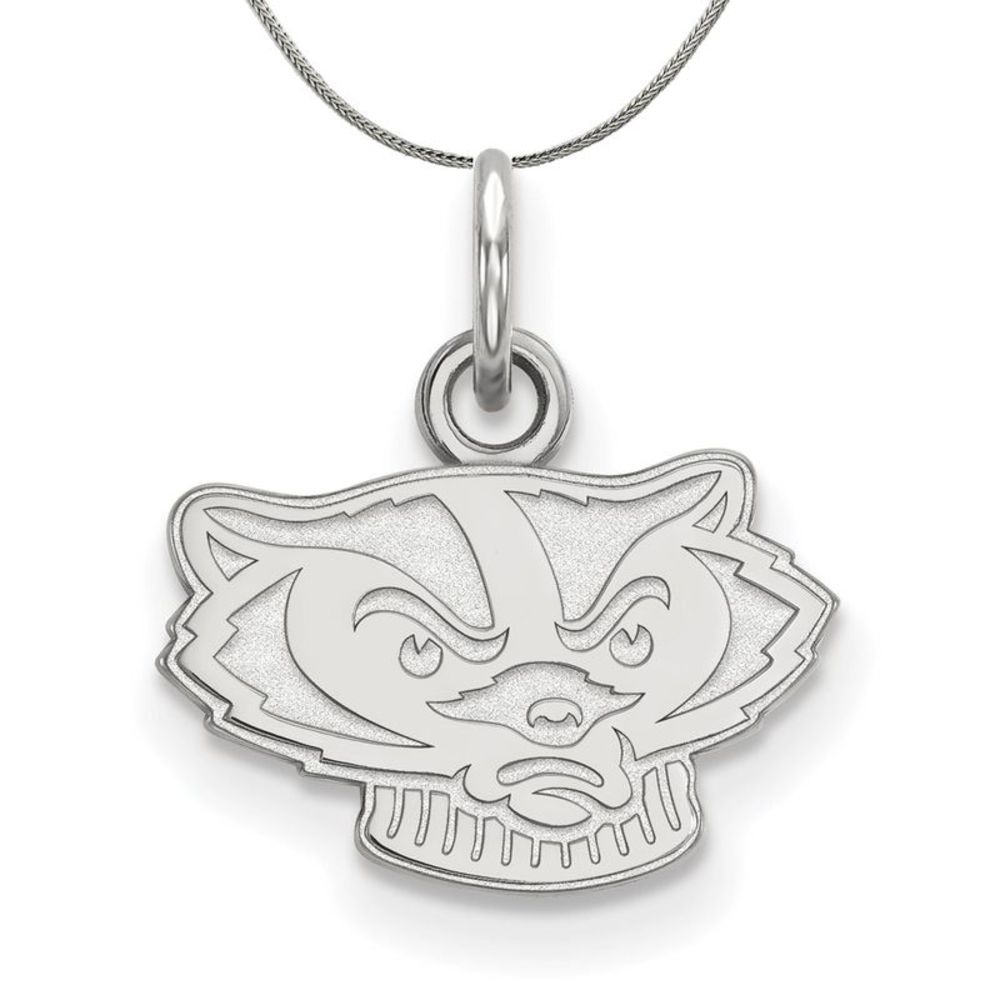 Sterling Silver U. of Wisconsin XS (Tiny) Badger Necklace - 18 Inch